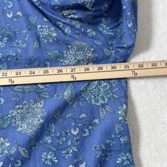 J. Jill Oversized Blue Floral Split Neck Top Womens Sz XL Pullover Lightweight - Picture 11 of 12